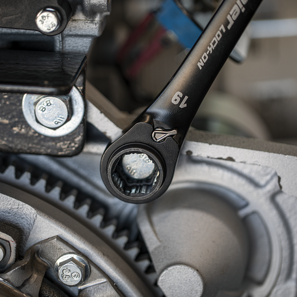 Premier Black 4-in-1 Reversible Lock-On Ratchet Ring Spanner