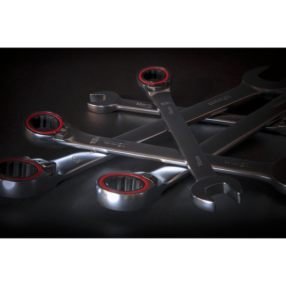 Premier Platinum Reversible Ratchet Combination Spanner Set 7pc