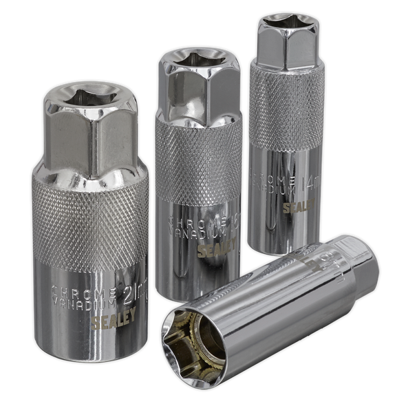 Magnetic Spark Plug Socket Set 3/8"Sq Drive 4pc