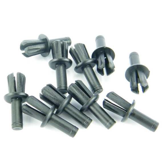 Direct Replacement Sill Protector Cover Fixing Plastic Rivets X10 for Discovery 1, black plastic rivets for car sill protection.