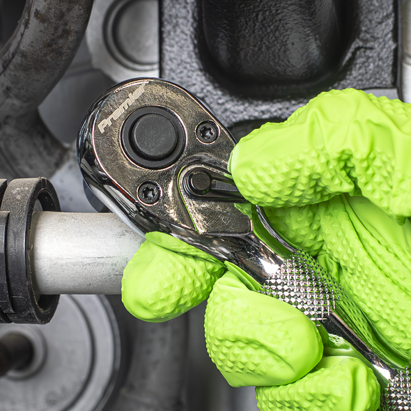 Premier Stubby Pear-Head Ratchet Wrench with Flip Reverse 3/8"Sq Drive