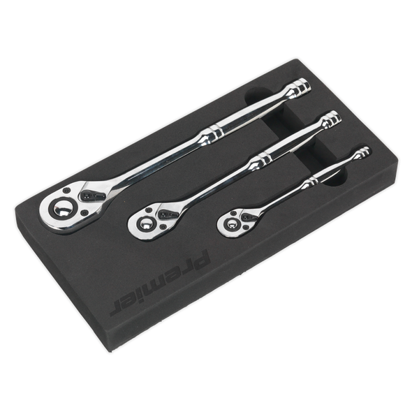 Premier Pear-Head Ratchet Wrench Set with Flip Reverse 3pc