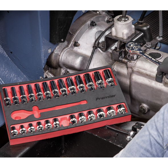 Premier Ratchet Wrench & Socket Set 1/2"Sq Drive 27pc