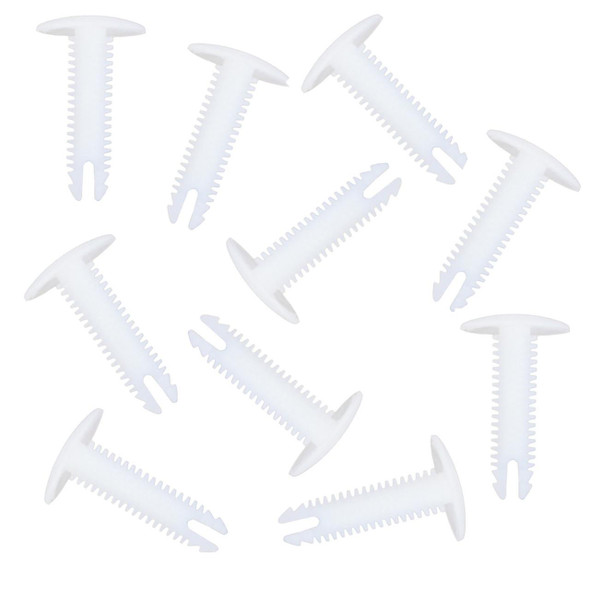 Direct Replacement Roof Headlining Trim Fastener Clips White for Defender, close-up of multiple automotive trim clips used for securing headlining in Defender vehicles.