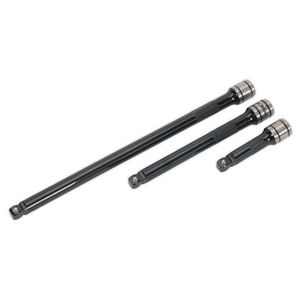 Premier Black Wobble/Rigid Extension Bar Set 3/8"Sq Drive 3pc