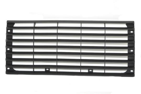 Direct Replacement Front Grill Black Fits All Defenders - LR038615, black car front grille with horizontal slats for Land Rover Defender.