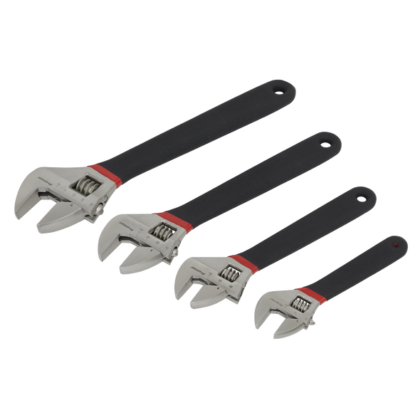 Premier Adjustable Wrench Set Ni-Fe Finish 4pc