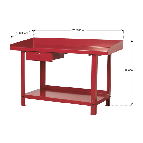 Steel Workbench with Drawer 1.5m