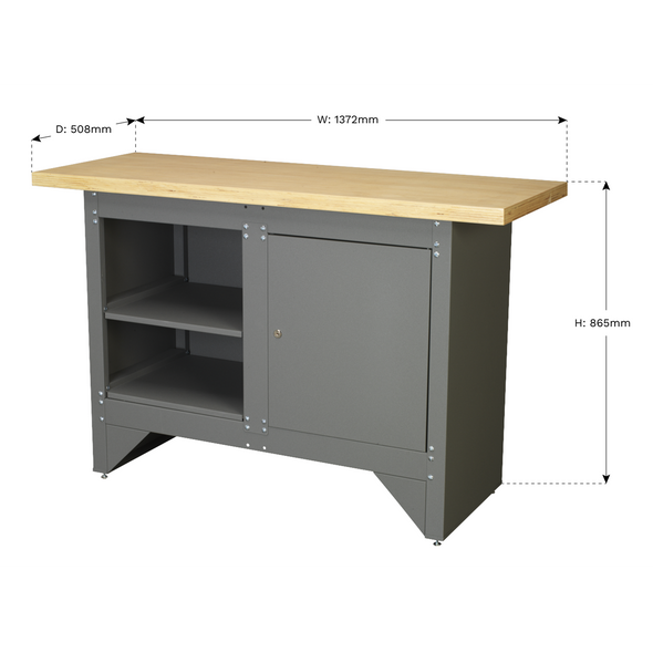 Heavy-Duty Workbench with Cupboard