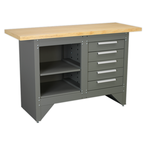 Heavy-Duty Workbench with 5 Drawers