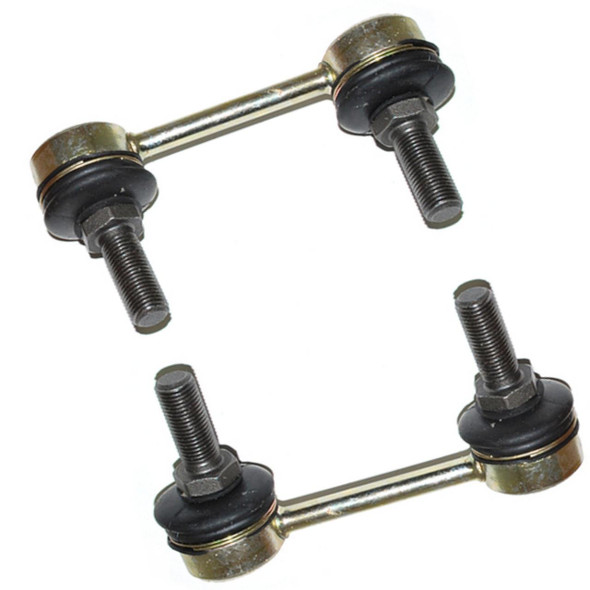 Product: Direct Replacement Front Anti Roll Bar Drop Link x2 for Range Rover P38, image showing two black and silver suspension stabilizer links with threaded ends.