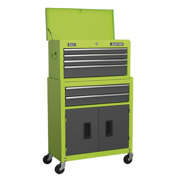 American PRO® Topchest & Rollcab Combination 6 Drawer - Green/Grey