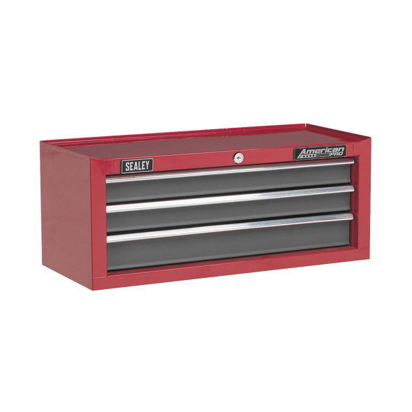 American PRO® Mid-Box Tool Chest 3 Drawer - Red/Grey