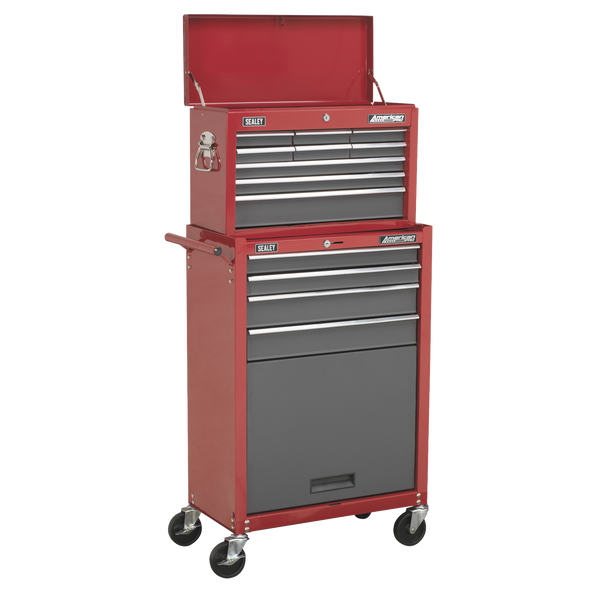 American PRO® Topchest & Rollcab Combination 13 Drawer - Red/Grey
