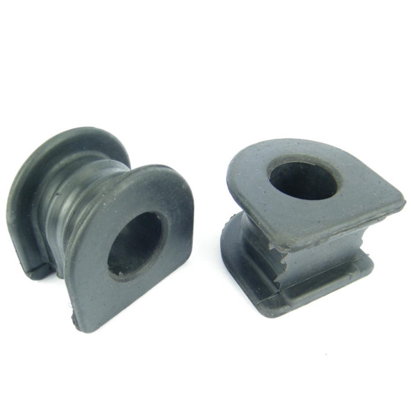 Direct Replacement Front Anti Roll Bar Bush for Range Rover P38, image showing two black rubber bushings for front anti roll bar suspension.