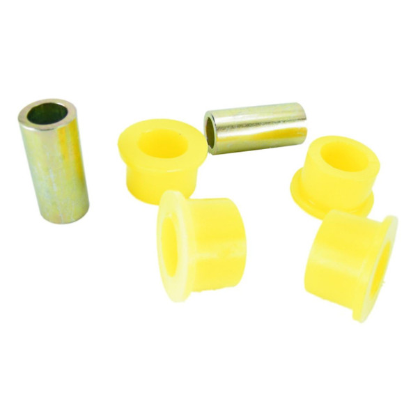 Direct Replacement Panhard Rod Polyurethane Poly Bush x2 for Defender & Discovery 1, yellow polyurethane bushings and metal sleeves.