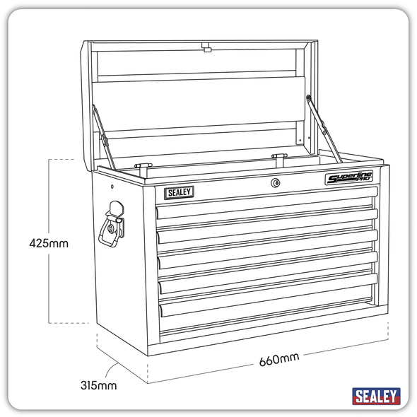 Superline PRO® Topchest 5 Drawer - Red - AP33059