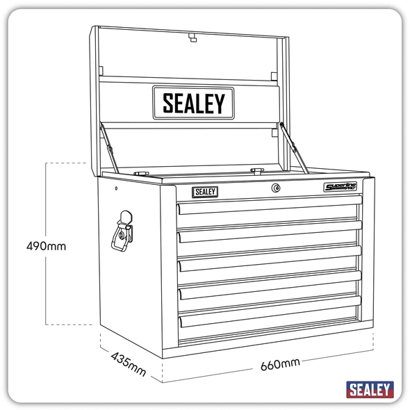 Superline PRO® Topchest 5 Drawer - Grey/Black