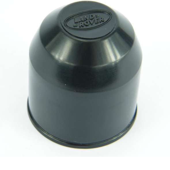 Genuine Land Rover Tow Ball Cover GENUINE LR for Discovery & Range Rover Sport, black plastic tow ball cover with embossed Land Rover logo on the top.