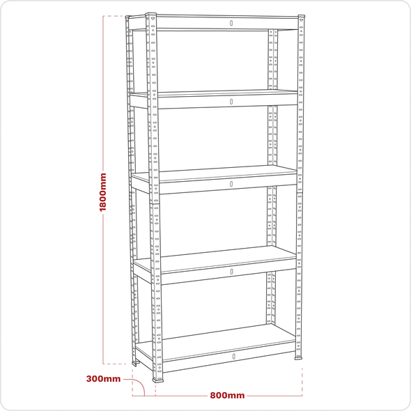 Racking Unit with 5 Shelves 150kg Capacity Per Level - AP6150GS