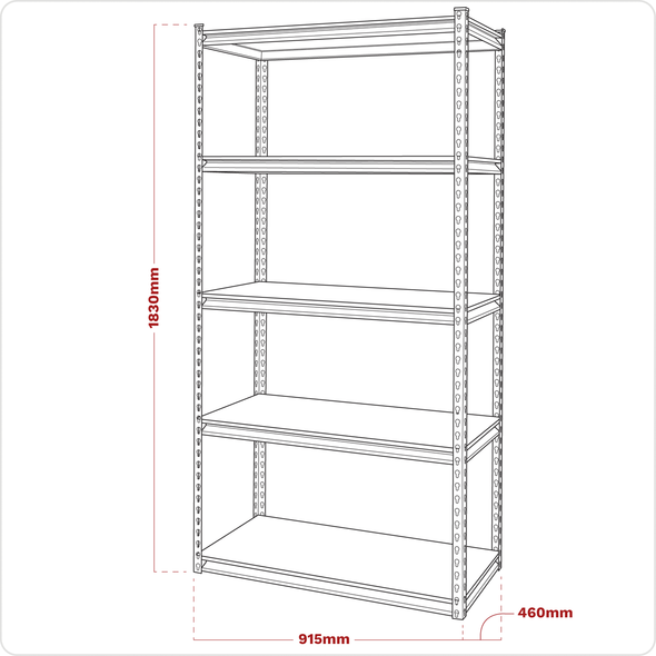 Racking Unit with 5 Shelves 340kg Capacity Per Level