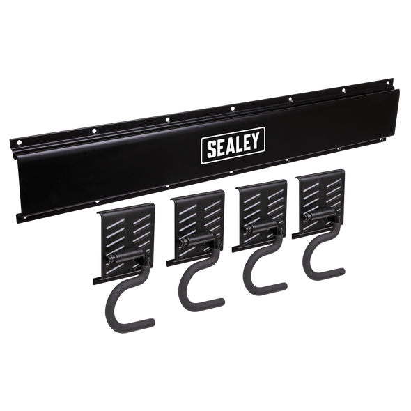 Wall Mounting Storage Rail with 4 Hooks