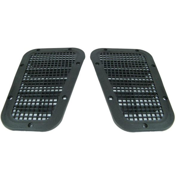 Direct Replacement Wing Top Air Intake Grill Cover Trims for Defender, black plastic vent covers for vehicle air intake.