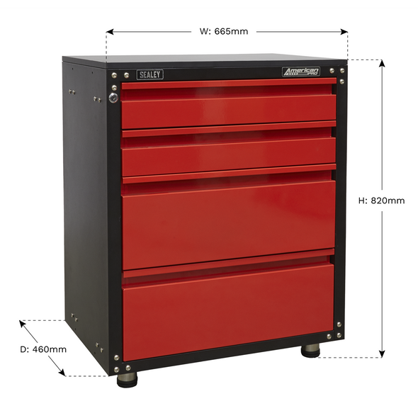 American PRO® Modular Cabinet with Worktop 4 Drawer 665mm