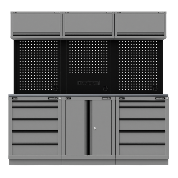 Superline PRO® Black Edition Storage System with Stainless Worktop 2.04m - APMSBESTACK04SS