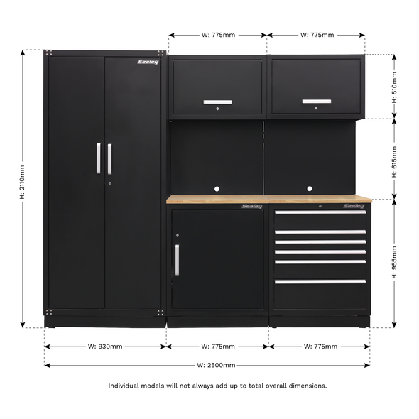 Premier Storage System with Hardwood Worktop 2.48m