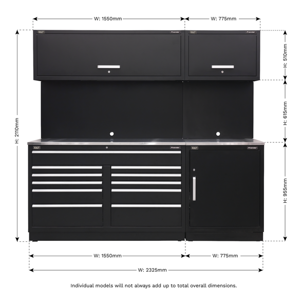 Premier Storage System with Stainless Worktop 2.33m