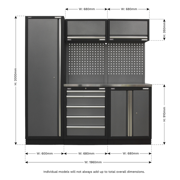 Superline PRO® Storage System with Stainless Worktop 1.96m