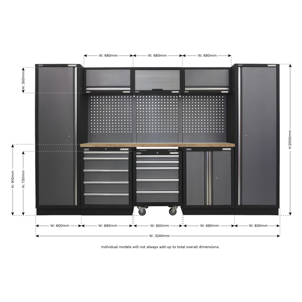 Superline PRO® Storage System with Wood Worktop 3.24m