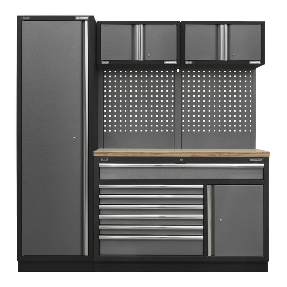 Superline PRO® Storage System with Pressed Wood Worktop 1.96m - APMSSTACK10W
