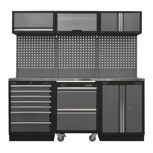 Superline PRO® Storage System with Stainless Steel Worktop 2.04m - APMSSTACK12SS