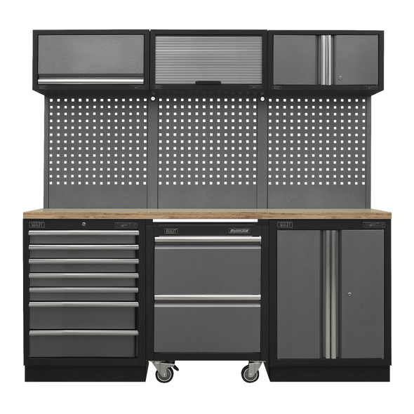 Superline PRO® Storage System with Pressed Wood Worktop 2.04m - APMSSTACK12W