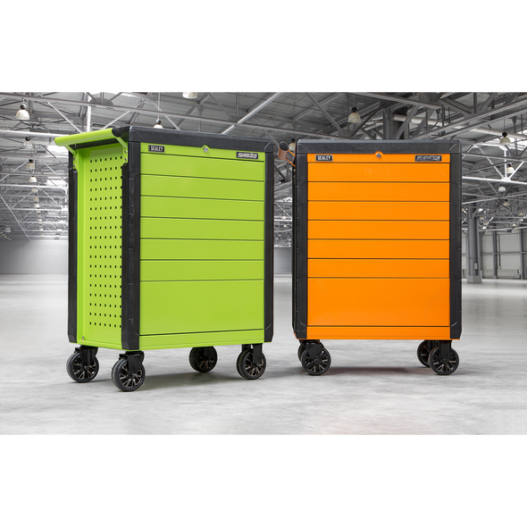 Superline PRO® Push-To-Open Rollcab 7 Drawer - Green