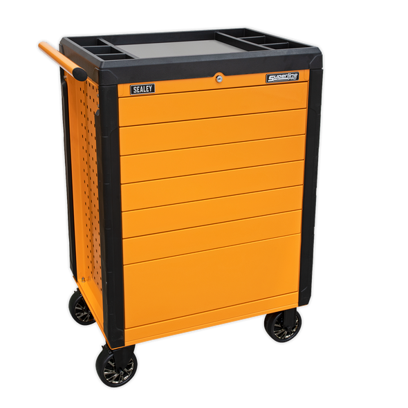 Superline PRO® Push-To-Open Rollcab 7 Drawer - Orange