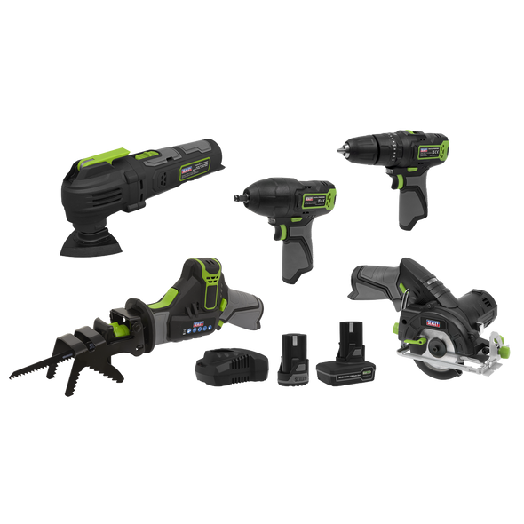 5 x SV10.8 Series Cordless Power Tool Kit 10.8V - 2 Batteries - CP108VCOMBO8