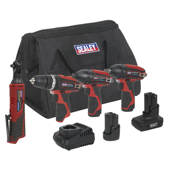 4 x SV12 Series Cordless Power Tool Kit 12V - 2 Batteries