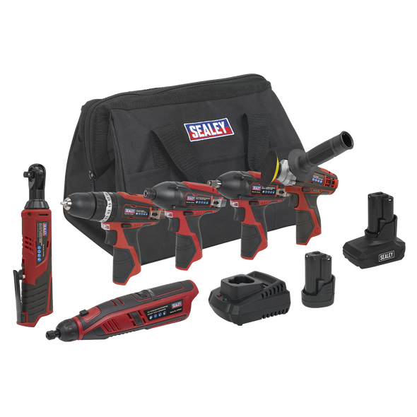 6 x SV12 Series Cordless Power Tool Kit 12V - 2 Batteries