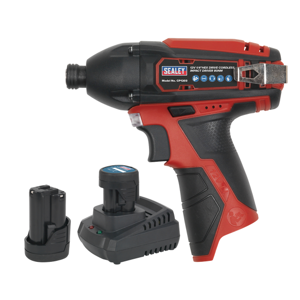 SV12 Series 1/4"Hex Drive Cordless Impact Driver Kit 12V 2Ah - 2 Batteries