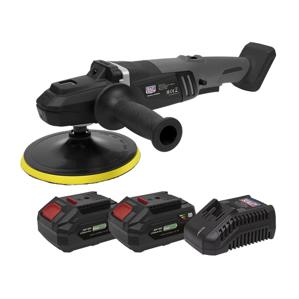 Premier SV20 Series 180mm Brushless Cordless Rotary Polisher 20V 4Ah - 2 Batteries