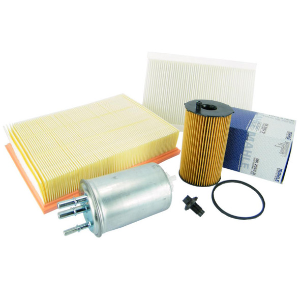 Direct Replacement Engine Service Filter Kit Oil Air Fuel Filters for Discovery 3 2.7 TDV6, image showcasing assorted engine filters including oil, air, and fuel filters for vehicle maintenance.