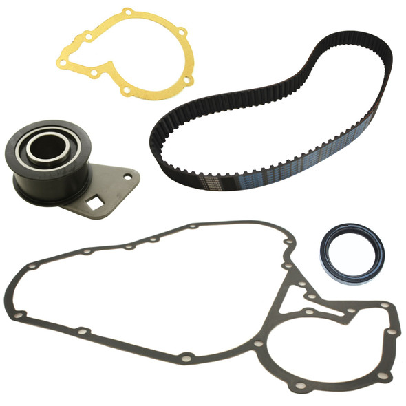 Dayco Timing Belt Kit DAYCO Cam Belt for Defender 200TDi, image showing various engine timing components including a timing belt, gaskets, and seals.