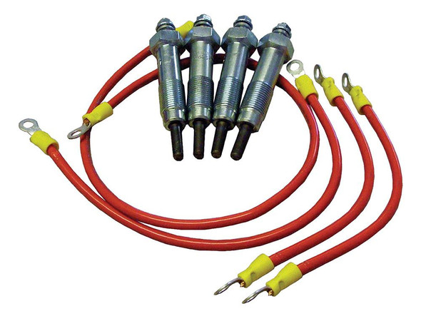 Britpart Glow Plug Conversion Kit for Series 2, 2A, 3 Diesel Engines, includes five glow plugs with red ignition wires and yellow connectors.