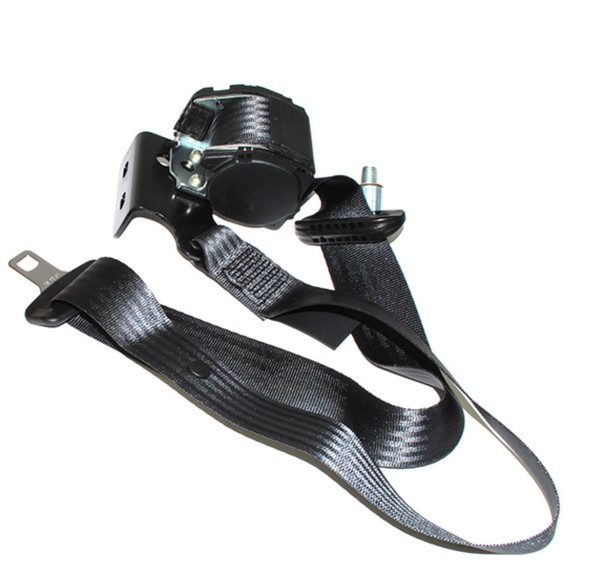 OEM Parts Seat Belt Front Right Hand for Defender, black seat belt with mounting hardware for 300TDi & Td5 models.