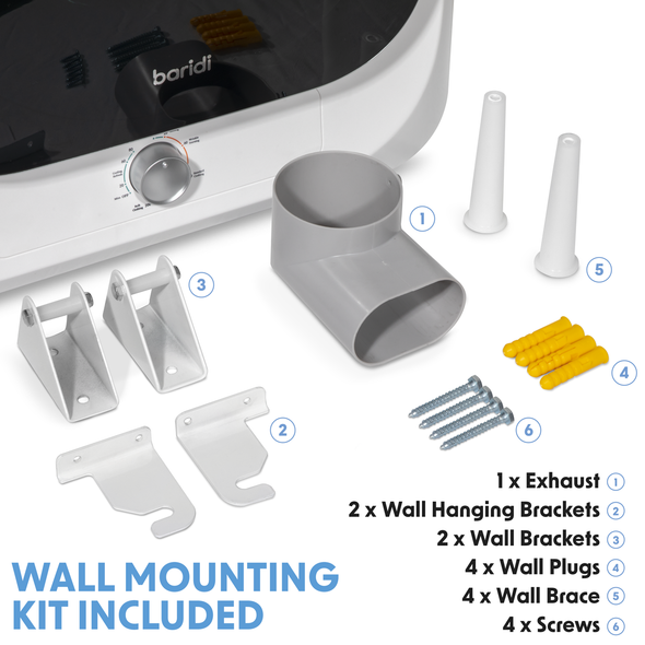 Baridi Tabletop Tumble Dryer with Analogue Controls 2.5kg Capacity - White