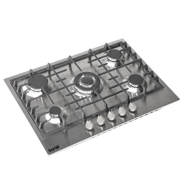 Baridi Gas Hob with 5 Cooking Zones 70cm - Stainless Steel