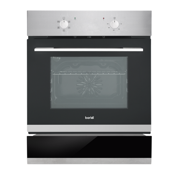 Baridi Integrated Fan-Assisted Electric Oven 60cm 55L Capacity with Warming Drawer - Black/Stainless Steel